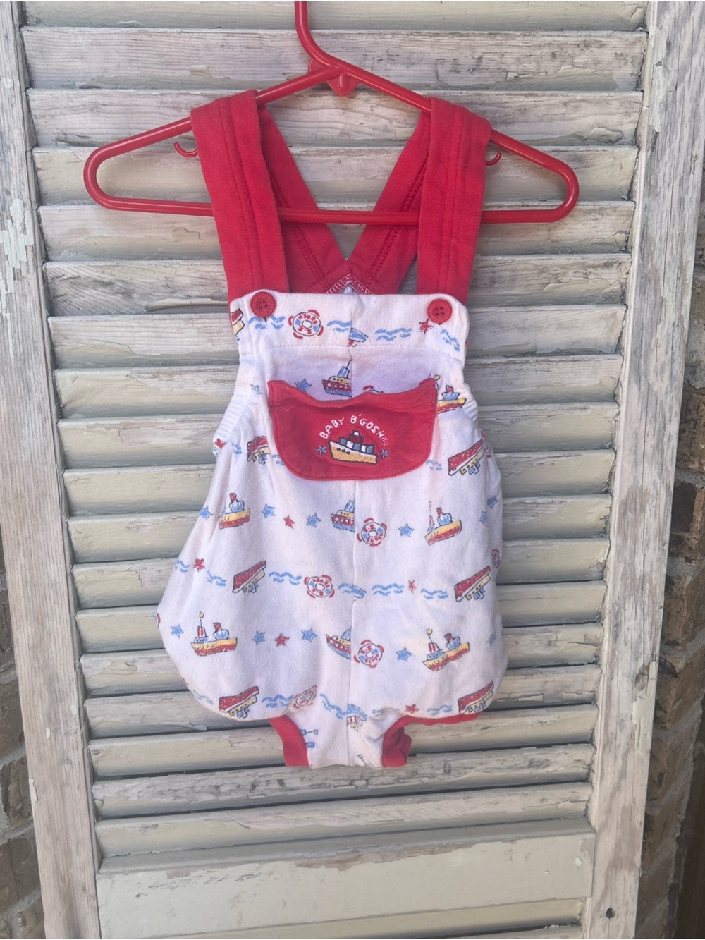 Vintage Baby Bgosh OshKosh nautical Print boat Sleeveless Bubble Romper 24 month